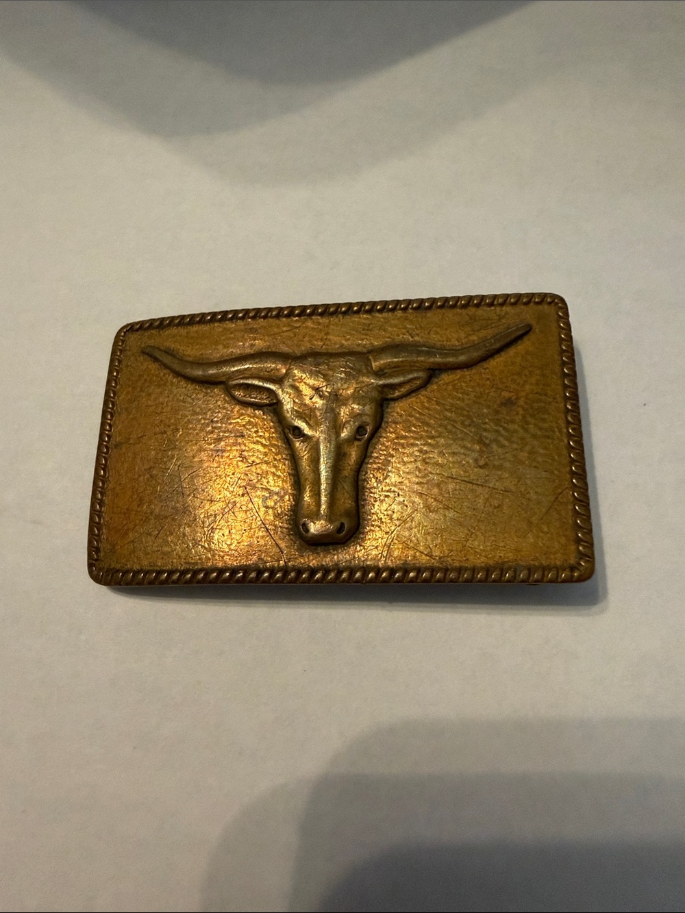 Vintage Western Longhorn Belt Buckle - Brass Tone